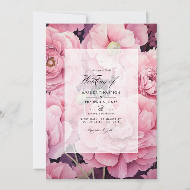 Blush Pink Floral Wedding Invitation (Front)