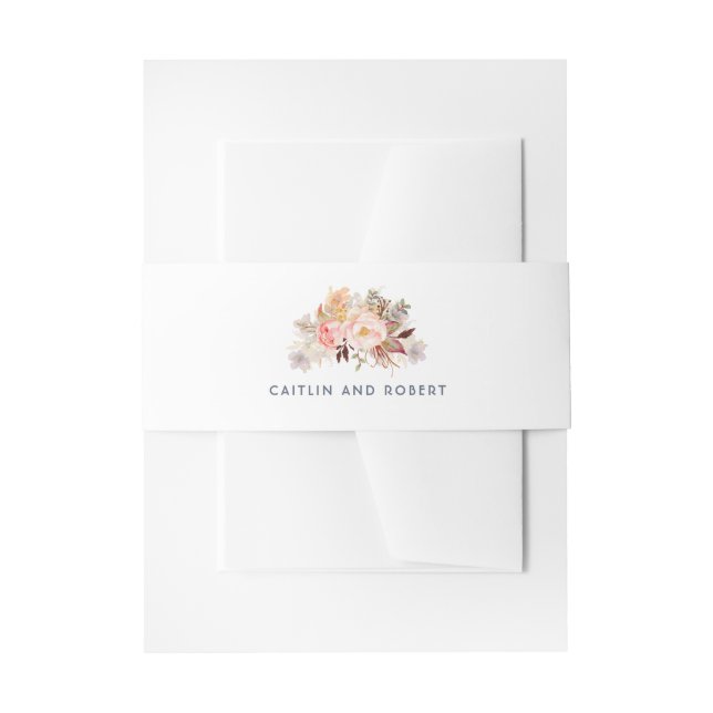 Blush Pink Floral Wedding Invitation Belly Band (Front Example)
