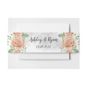 Blush Pink Floral Wedding Invitation Belly Band
