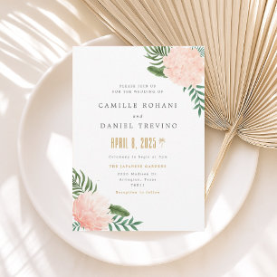 Blush Pink Floral Wedding Invitation with Elegant