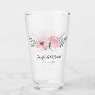 Blush Pink Floral Wedding Keepsake Glass