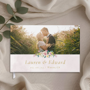 Blush Pink Floral Wedding Photo Guest Book