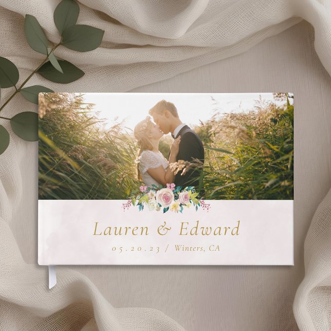 Blush Pink Floral Wedding Photo Guest Book (Creator Uploaded)