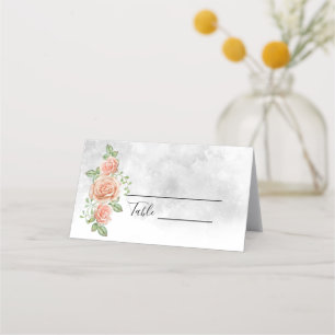 Blush pink floral wedding place cards