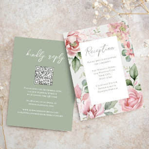 Blush Pink Floral Wedding Reception Enclosure Card