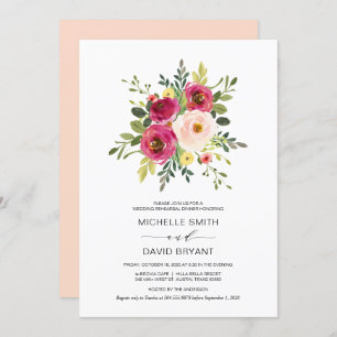 Blush Pink Floral, Wedding Rehearsal Dinner Invitation