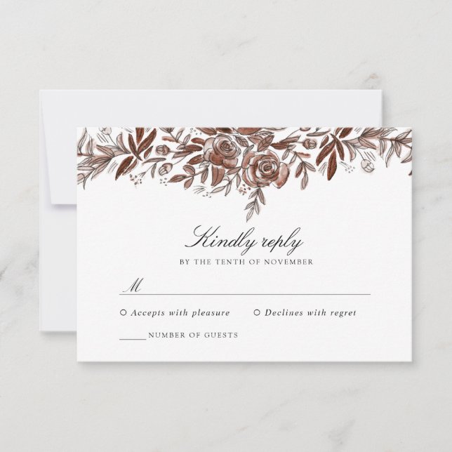 blush pink floral wedding response card (Front)