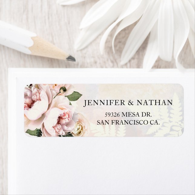 Blush Pink Floral Wedding Return Address (Insitu)