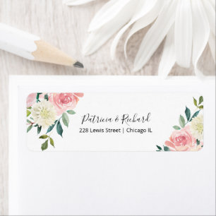 Blush Pink Floral Wedding Return Address Label