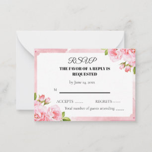 Blush Pink Floral Wedding RSVP Card