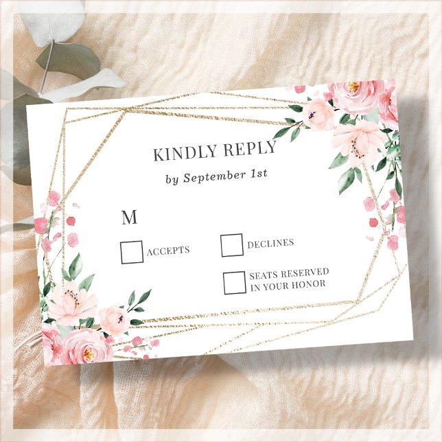 Blush Pink Floral Wedding RSVP Card (Creator Uploaded)