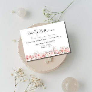 Blush Pink Floral Wedding RSVP Card