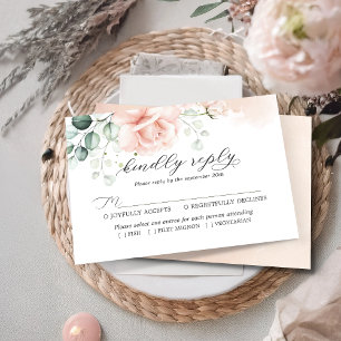 Blush Pink floral Wedding RSVP card