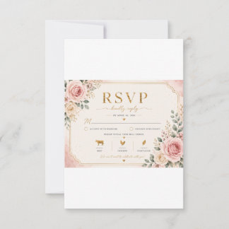 Blush Pink Floral Wedding RSVP Card | Watercolor R