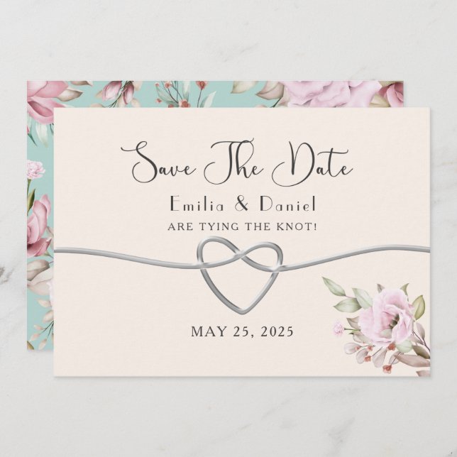 Blush Pink Floral Wedding Save The Date (Front/Back)