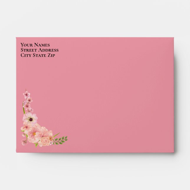 Blush Pink Floral - Wedding Save The Date Magnet Envelope (Front)