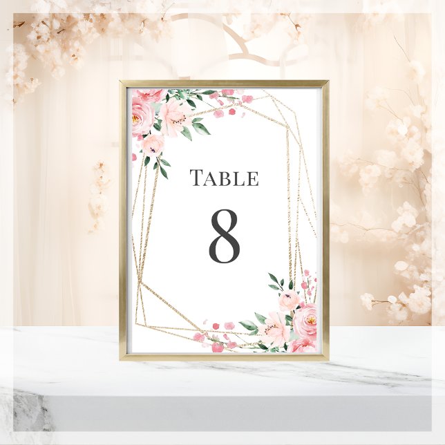 Blush Pink Floral Wedding  Table Number (Creator Uploaded)