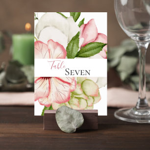 Blush Pink Floral Wedding Table Number Card