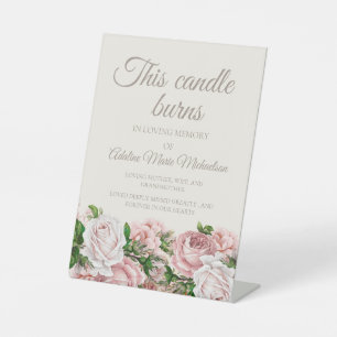 Blush Pink Floral Wedding This Candle Burns Pedestal Sign