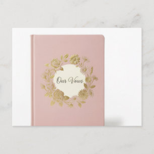 Blush Pink Floral Wedding Vow Book - Elegant Gold Postcard
