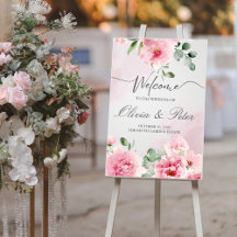 Blush Pink Floral Wedding Welcome Sign