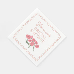 Blush Pink Floral Whimsical Bridal Shower Napkin