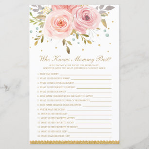 Blush Pink Floral Who Knows Mummy Best Shower Game