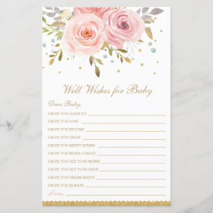 Blush Pink Floral Wishes for Baby Shower Activity
