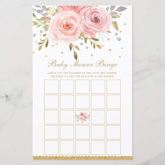 Blush Pink Floral Wishes for Baby Shower Activity (Front)