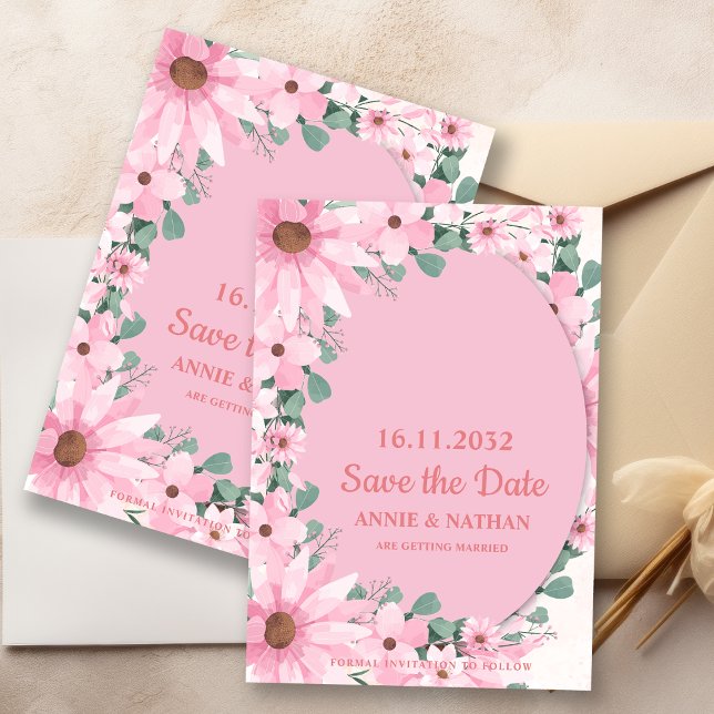 Blush Pink Floral With Frame Wedding Save the Date (Blush Pink Floral With Frame Wedding Save the Date Invitation)