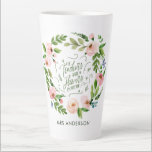 Blush pink floral wreath thank you teacher gift  latte mug<br><div class="desc">Blush pink floral watercolor design. Elegant floral watercolor design and beautiful script calligraphy. perfect teacher gift</div>
