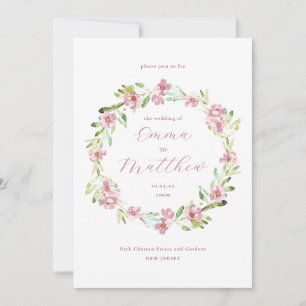 Blush Pink Floral Wreath Wedding Invitation