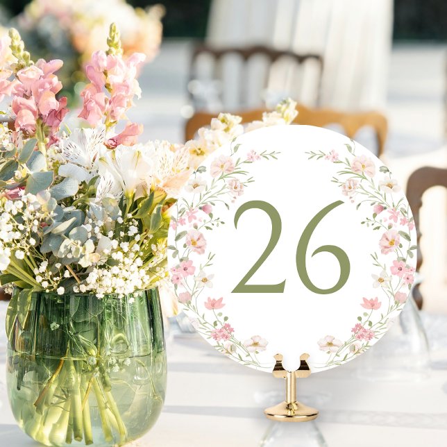 Blush Pink Floral Wreath Wedding Table Number (Creator Uploaded)