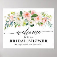 Blush Pink Florals Botanical Bridal Shower Welcome