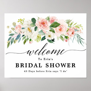 Blush Pink Florals Botanical Bridal Shower Welcome Poster