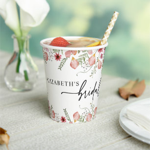 Blush Pink Florals Bridal Shower Paper Cups