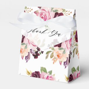 Blush Pink Florals Modern Botanical Wedding Favour Box