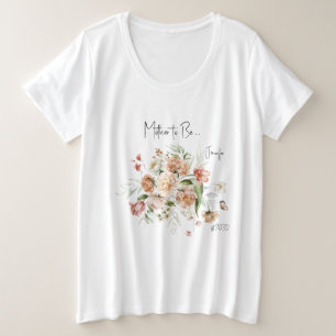Blush Pink Florals, Mother-to-Be, Girl Baby Shower Plus Size T-Shirt