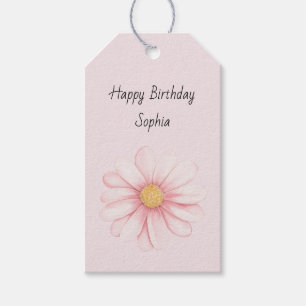 Blush Pink Flower Birthday Gift Tags