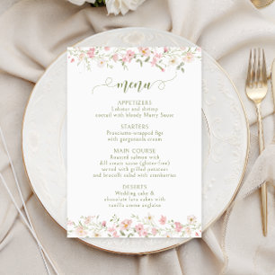 Blush Pink Flower & Greenery Wedding Menu