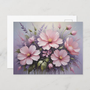 Blush Pink Flowers and Lavender Postcard