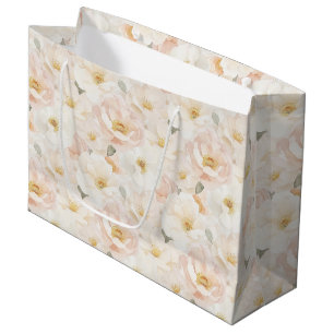 Blush Pink Flowers Bridal Shower Large Gift Bag