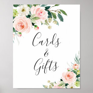 Blush Pink Flowers Cards and Gifts Wedding Poster