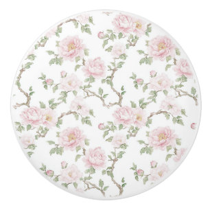 Blush Pink Flowers Ceramic Knob