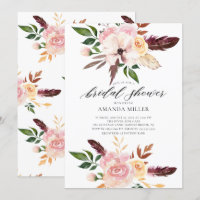 Blush Pink Flowers Feathers Bridal Shower