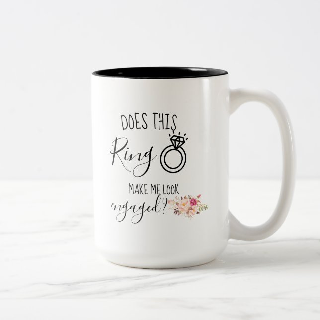 Blush Pink Flowers Future Bride Engagement Gift Two-Tone Coffee Mug (Right)