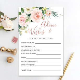 Blush Pink Flowers Greenery Advice & Wishes Card