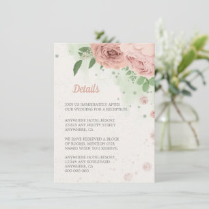 blush pink flowers greenery botanical enclosure card