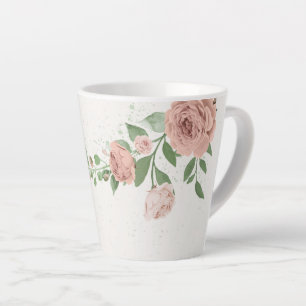 blush pink flowers greenery botanical latte mug