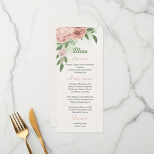 blush pink flowers greenery botanical menu